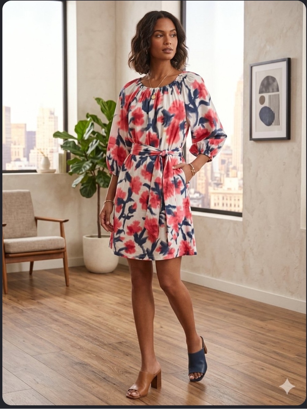 Frances Valentine Bliss Mini Dress Pink Multi Floral Cotton Size XS Wrap New